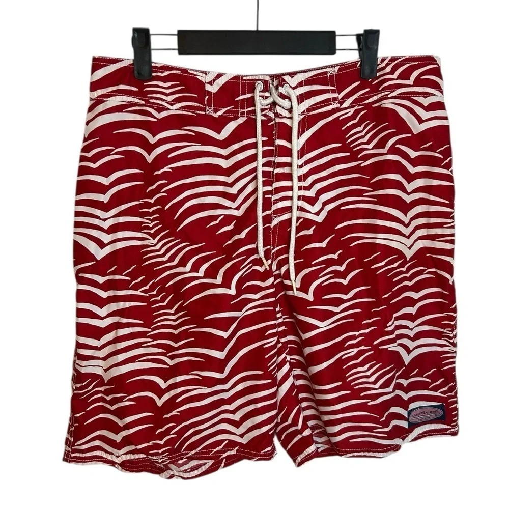 Vineyard Vines Red Wave Swim Trunks